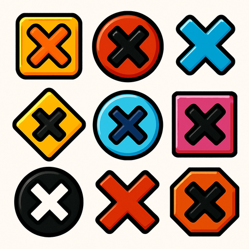 Pack of "X" button.
In-Game asset.  2d.  High contrast.  No shadows