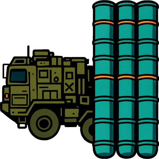 S-300 Anti Air system from the bird view.
In-Game asset.  2d.  High contrast.  No shadows