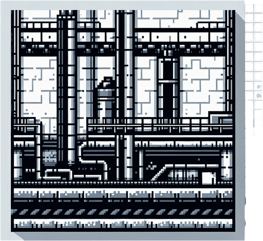 Pixel art, side view of a concrete factory floor . Single Game Texture. In-Game asset. 2d. Blank background. High contrast. No shadows.