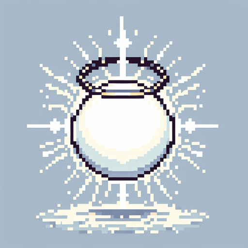 pixel art of a white orb with a halo.
Single Game Texture. In-Game asset. 2d. Blank background. High contrast. No shadows.
