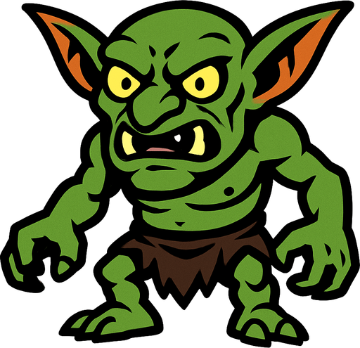 goblin canavar.
In-Game asset.  2d.  High contrast.  No shadows