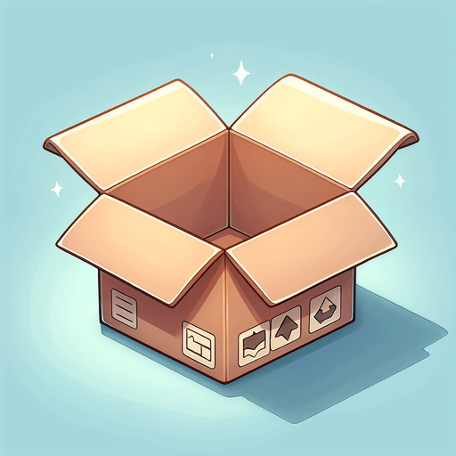 Paper box open, side view, cartoon art, No UI elements in the picture like popups, close buttons etc..
Single Game Texture. In-Game asset. 2d. Blank background. High contrast. No shadows.