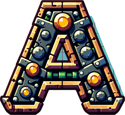 Letter A.
Single Game Texture.  In-Game asset.  2d.  Blank background.  High contrast.  No shadows