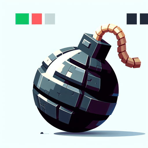 bomb.
Single Game Texture.  In-Game asset.  2d.  Blank background.  High contrast.  No shadows