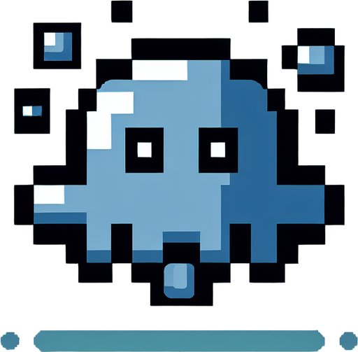 A pixel based enemy from the world of Bubble Bobble. It should be blob like.  Make it very 80s 90s like in pixel, arcade style..
Single Game Texture.  In-Game asset.  2d.  Blank background.  High contrast.  No shadows
