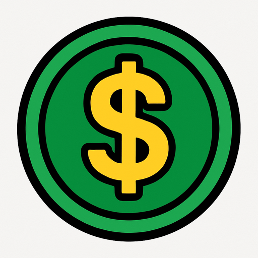 yeşil jeton içerisinde dolar simgesi.
In-Game asset.  2d.  High contrast.  No shadows