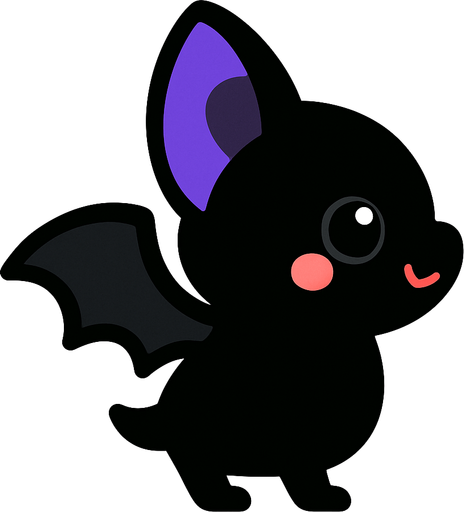 kawaii shadown bat de lado.
In-Game asset.  2d.  High contrast.  No shadows
