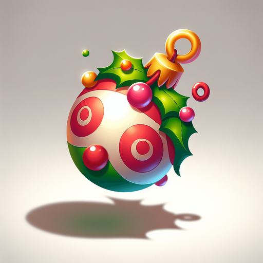 Cartoon Christmas decoration  
Single Game Texture. In-Game asset. 2d. Blank background. High contrast. No shadows.