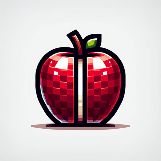 apple fruit is cut into two halves with a slight separation to match the style of Fruit Ninja.
Single Game Texture.  In-Game asset.  2d.  Blank background.  High contrast.  No shadows