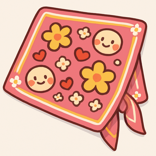 cute design scarf top view..
In-Game asset.  2d.  High contrast.  No shadows