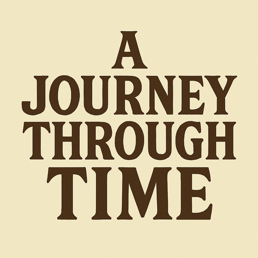 Heading title that says " A Journey Through Time" in professor Layton game style fonts.
In-Game asset.  2d.  High contrast.  No shadows