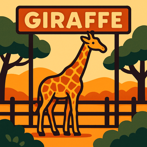 A giraffe exhibit.
In-Game asset.  2d.  High contrast.  No shadows