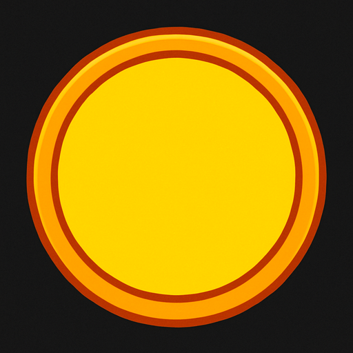 plain yellow round button with orange border.
In-Game asset.  2d.  High contrast.  No shadows