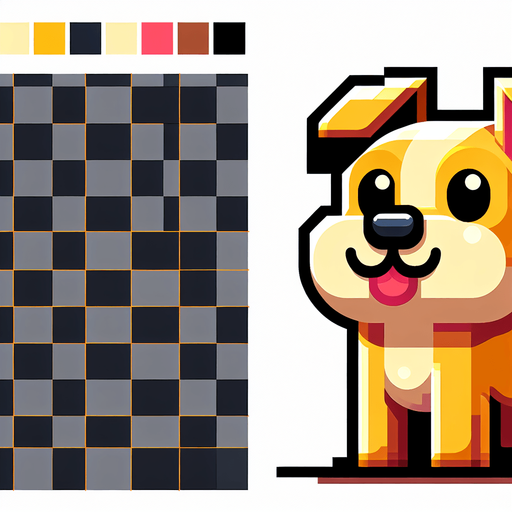 Dog.
Single Game Texture.  In-Game asset.  2d.  Blank background.  High contrast.  No shadows
