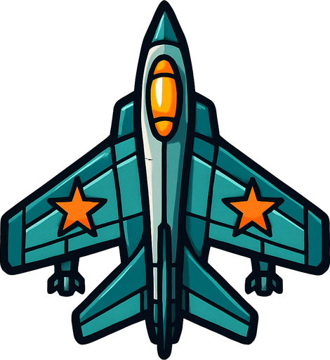 Kuş bakışı savaş uçağı.
In-Game asset.  2d.  High contrast.  No shadows