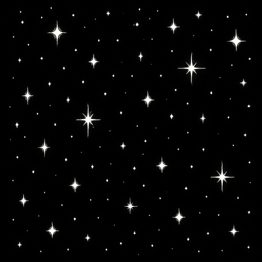 siyah arka planda rastgele dağılmış minik parıltılı yıldızlar.
In-Game asset.  2d.  High contrast.  No shadows