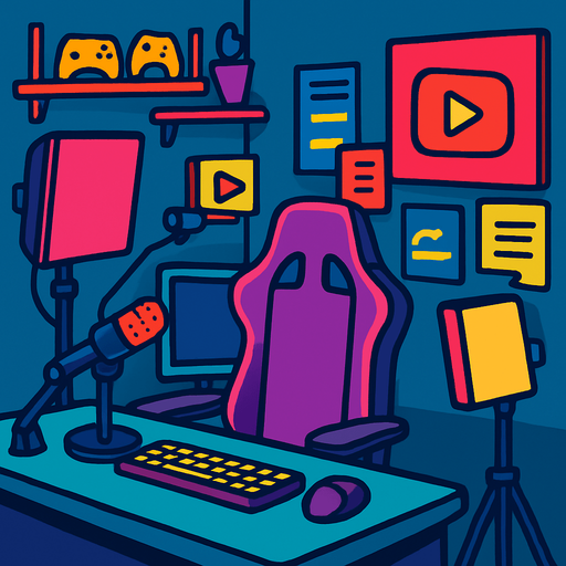 youtuber room background.
In-Game asset.  2d.  High contrast.  No shadows