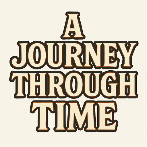Heading title that says " A Journey Through Time" in professor Layton game style fonts.
In-Game asset.  2d.  High contrast.  No shadows