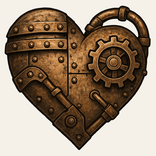 haz un corazon con aspecto steampunk metalico desgastado.
In-Game asset.  2d.  High contrast.  No shadows