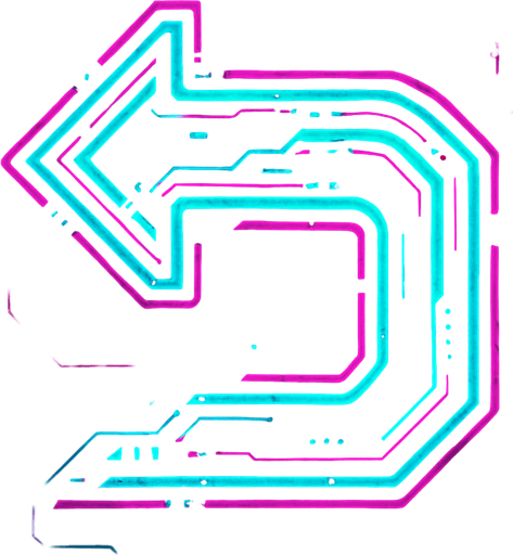 Cyberpunk style return symbol.
In-Game asset.  2d.  High contrast.  No shadows