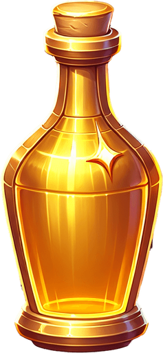 golden bottle transparent background.
Single Game Texture. In-Game asset. 2d. Blank background. High contrast. No shadows.