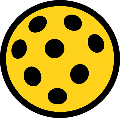 Yellow ball with black dots.
In-Game asset.  2d.  High contrast.  No shadows