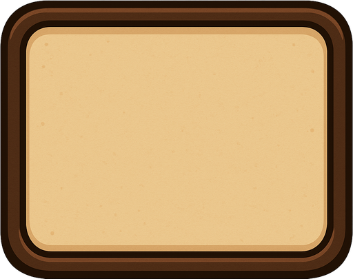A tan dialog box background with a dark brown border..
In-Game asset.  2d.  High contrast.  No shadows. Cartoon style. 3D image