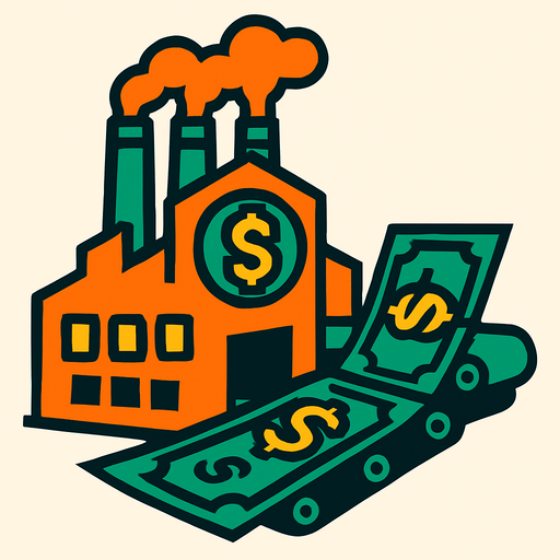 money factory.
In-Game asset.  2d.  High contrast.  No shadows