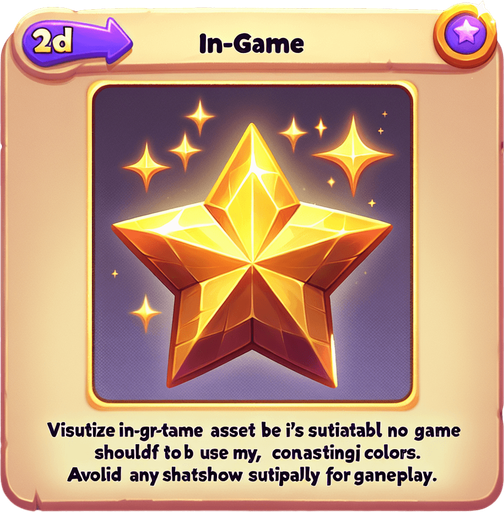 A little golden star..
Single Game Texture. In-Game asset. 2d. Blank background. High contrast. No shadows.