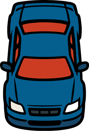 Top down car.
In-Game asset.  2d.  High contrast.  No shadows