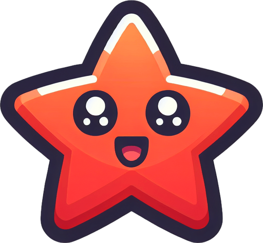 Star cartoon.
Single Game Texture.  In-Game asset.  2d.  Blank background.  High contrast.  No shadows