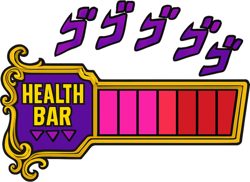 Barra de vida jojo's.
In-Game asset.  2d.  High contrast.  No shadows