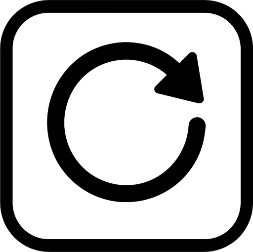 white restart button but no have text.
In-Game asset.  2d.  High contrast.  No shadows