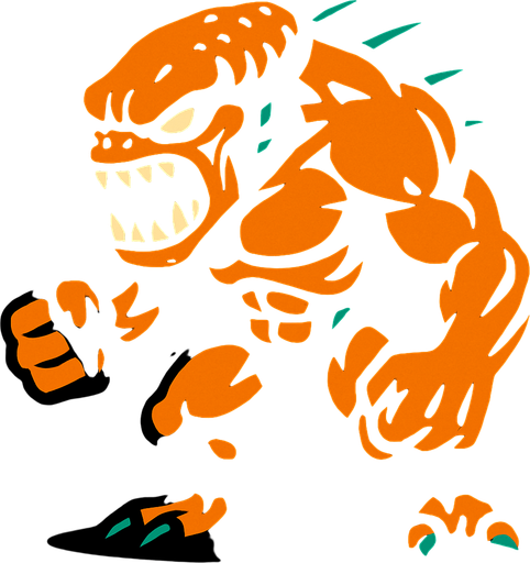 Savage alien strong 2d game.
In-Game asset.  2d.  High contrast.  No shadows