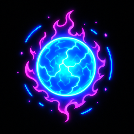 Neon energy orb.
In-Game asset.  2d.  High contrast.  No shadows