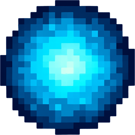 bola de luz azul de pixeles.
In-Game asset.  2d.  High contrast.  No shadows