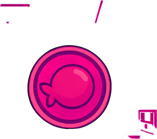 2D Top floor of tower facing the screen to use it as a grid. future. Cyberpunk. abstract. seen from above. HD colors. No Diagonal assets. Pink color. Big logo of a Gum bomb on the middle of it.