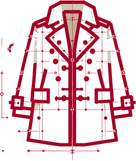 big coat.
Single Game Texture.  In-Game asset.  2d.  Blank background.  High contrast.  No shadows