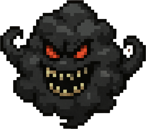 16 bit image evil black gray cloud monster.
In-Game asset.  2d.