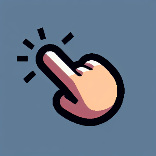 Указательный палец нажимает. Мультяшный.
Single Game Texture. In-Game asset. 2d. Blank background. High contrast. No shadows.