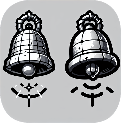 a little bell Single Game Texture. In-Game asset. 2d. Blank background. High contrast. No shadows.
