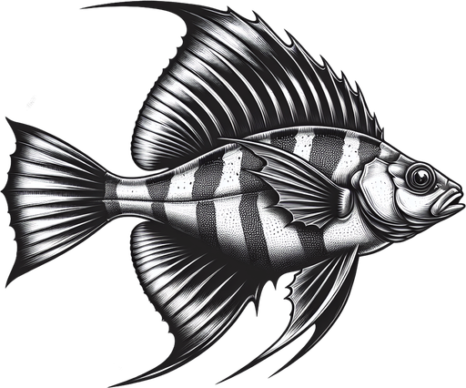 A realistic dartfish.
Single Game Texture. In-Game asset. 2d. Blank background. High contrast. No shadows.