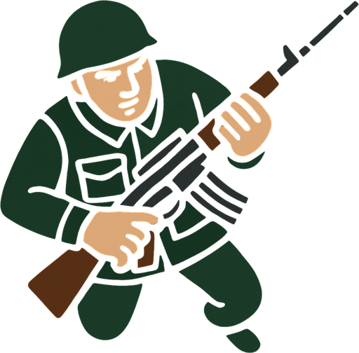 Make it view from sky and change color of rifle to black and brown