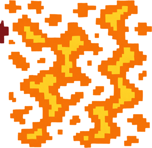 Make a 2d top-down pixelated flat image of Lava.
In-Game asset.  2d.  High contrast.  No shadows