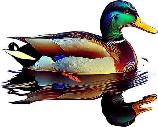 A mallard floating on the water. Looking left.
Single Game Texture. In-Game asset. 2d. Blank background. High contrast. No shadows.