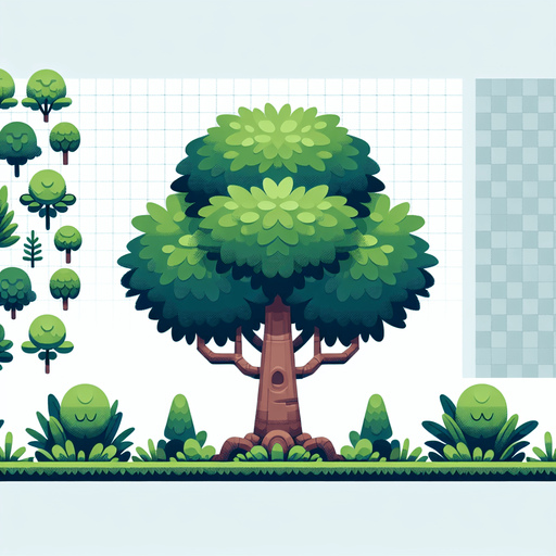 Tree.
Single Game Texture.  In-Game asset.  2d.  Blank background.  High contrast.  No shadows