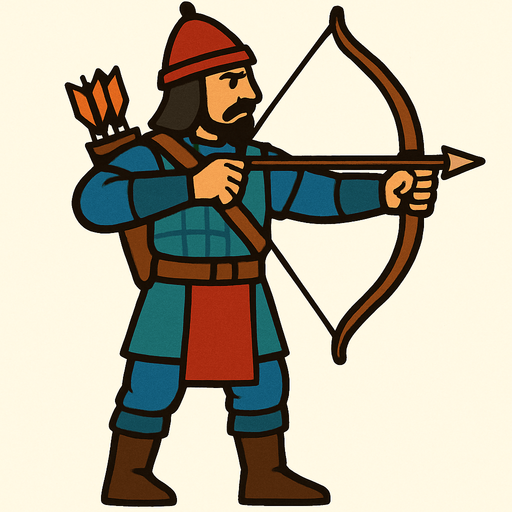 Okçu piyade savaşçı.
In-Game asset.  2d.  High contrast.  No shadows