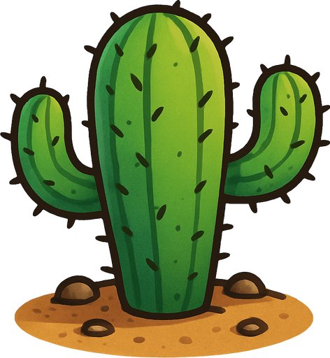 Generame un cactus.
In-Game asset.  2d. Estilo cartoon. Cartoon
