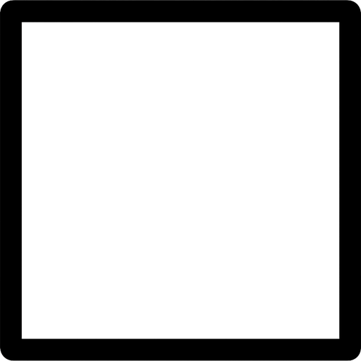 A square, black borders, white fill, 2D, no rounded borders, flat..
In-Game asset.  2d.  High contrast.  No shadows