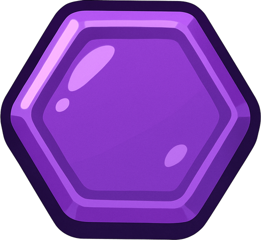 Edible hexagonal single purple candy.
In-Game asset.  2d.  High contrast.  No shadows
